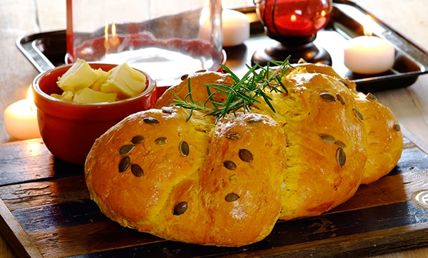 Cheesy Pumpkin and Rosemary Bread Recipe | Bake with Stork