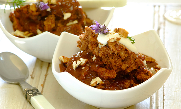 Saucy Choc Pecan Pudding Recipe | Bake with Stork