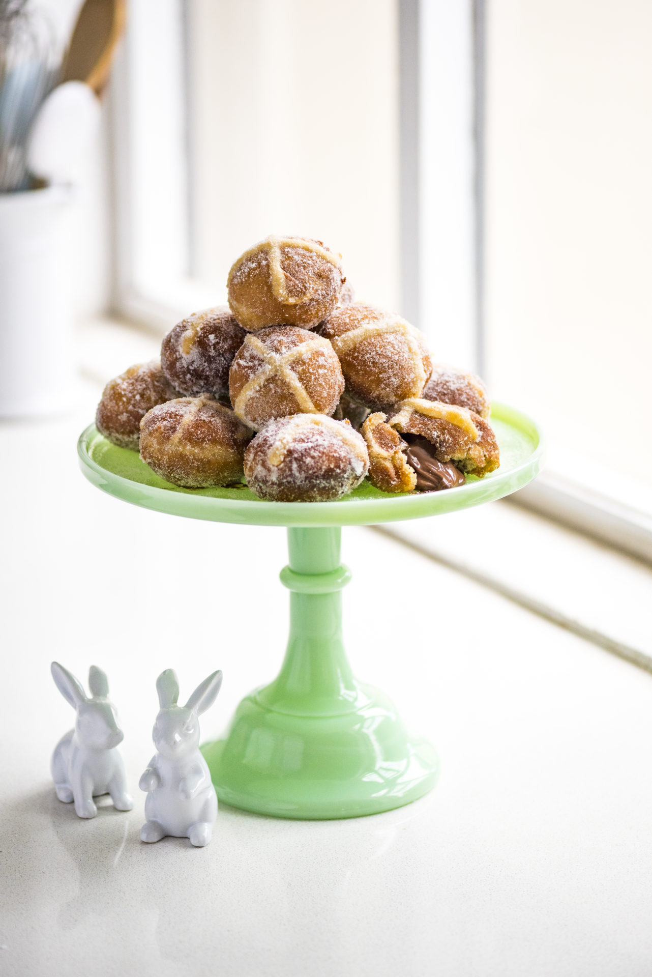 Easter Hot Cross Bun Doughnuts stuffed with Chocolate | Stork