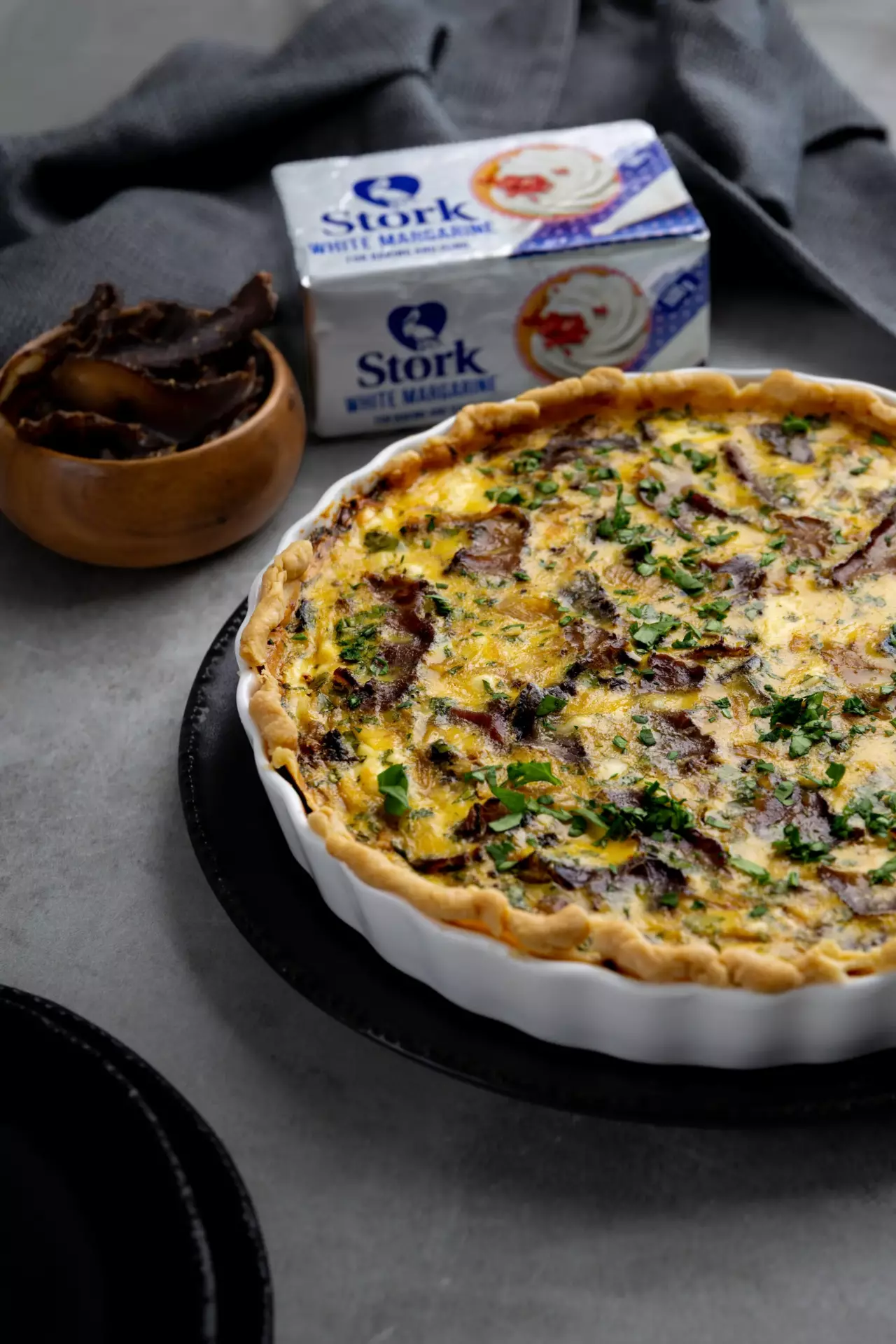 Biltong, Goat’s Cheese & Caramelised Onion Quiche - Stork