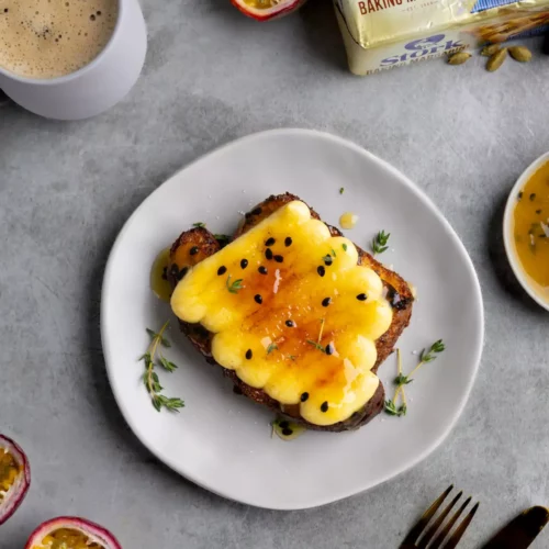 Crème Brûlée French Toast with Passionfruit