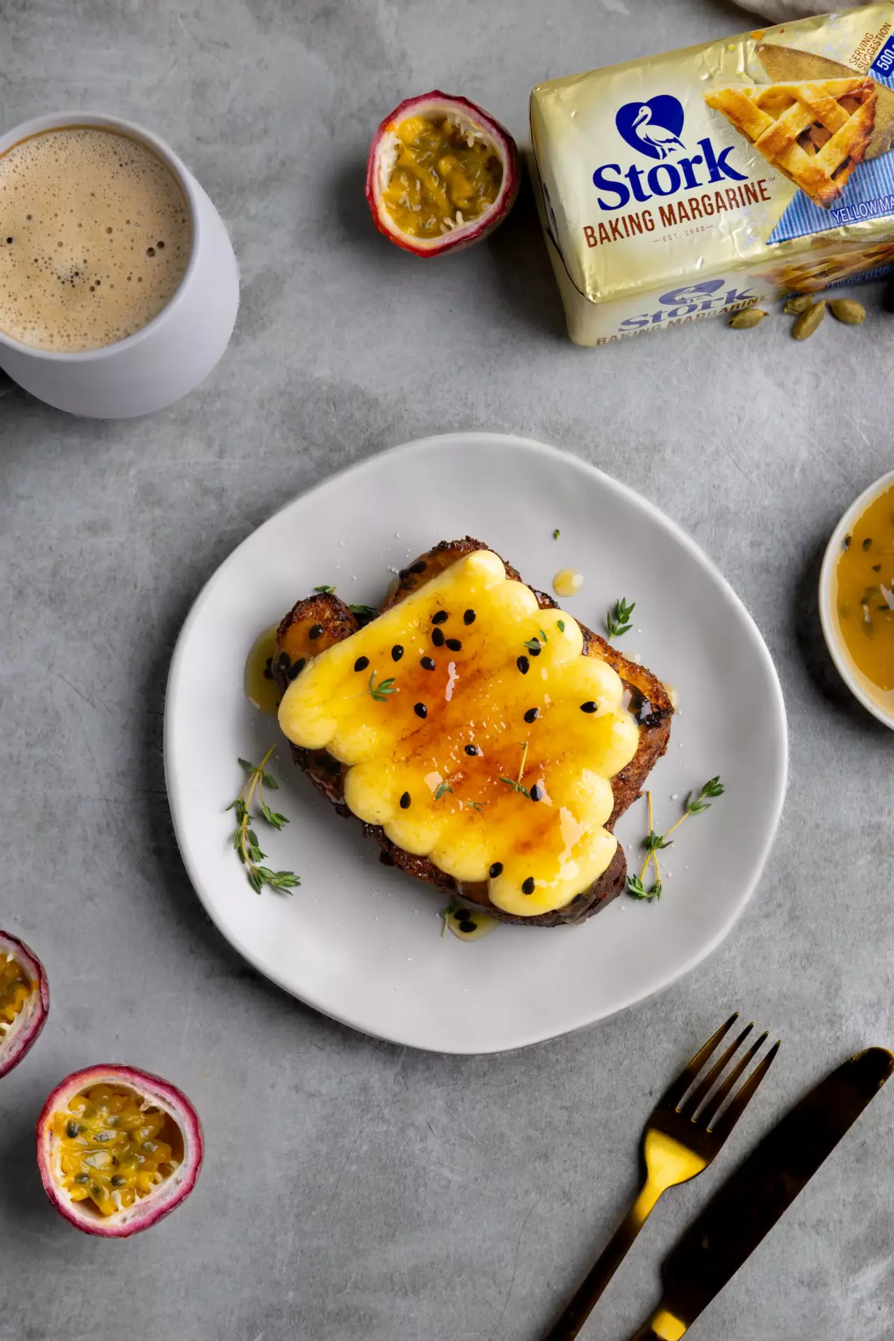 Crème Brûlée French Toast with Passionfruit - Stork
